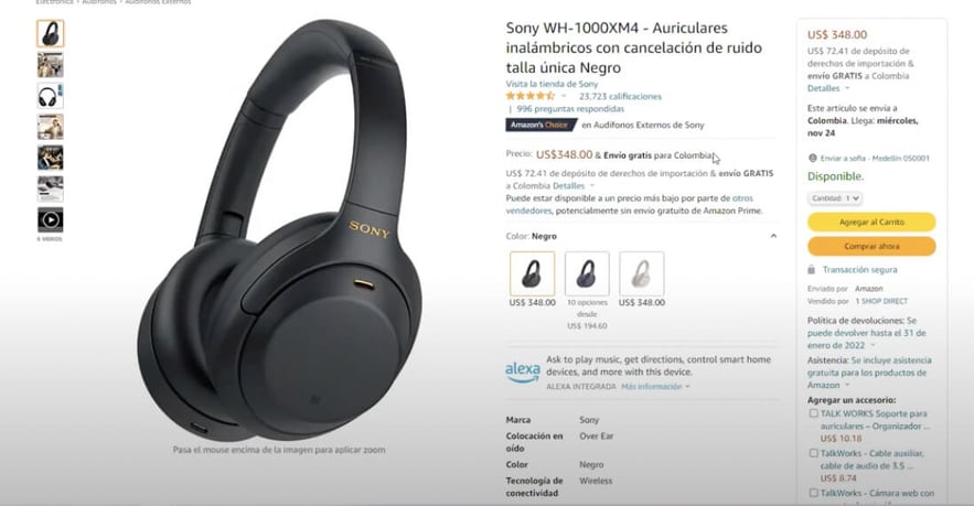 Precios de un producto en Amazon