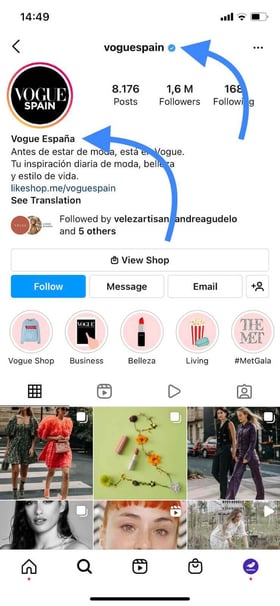 Captura de pantalla Instagram Vogue Spain